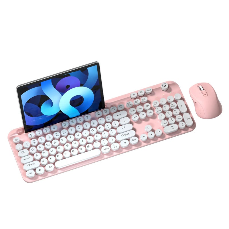 Bluejw Wireless Gaming Keyboard and Mouse Combo, Dual Mode 2.4G BT, Round Keycaps, Portable Mixed Color Set with U-Slot - Image 4